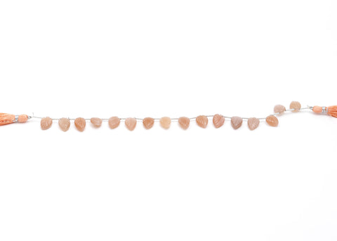 Moonstone Peach Carving Leaf Natural Beads 8 Inches Strands