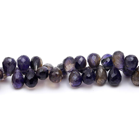 Iolite Blue Drop Faceted Natural Beads 8 Inches Strands