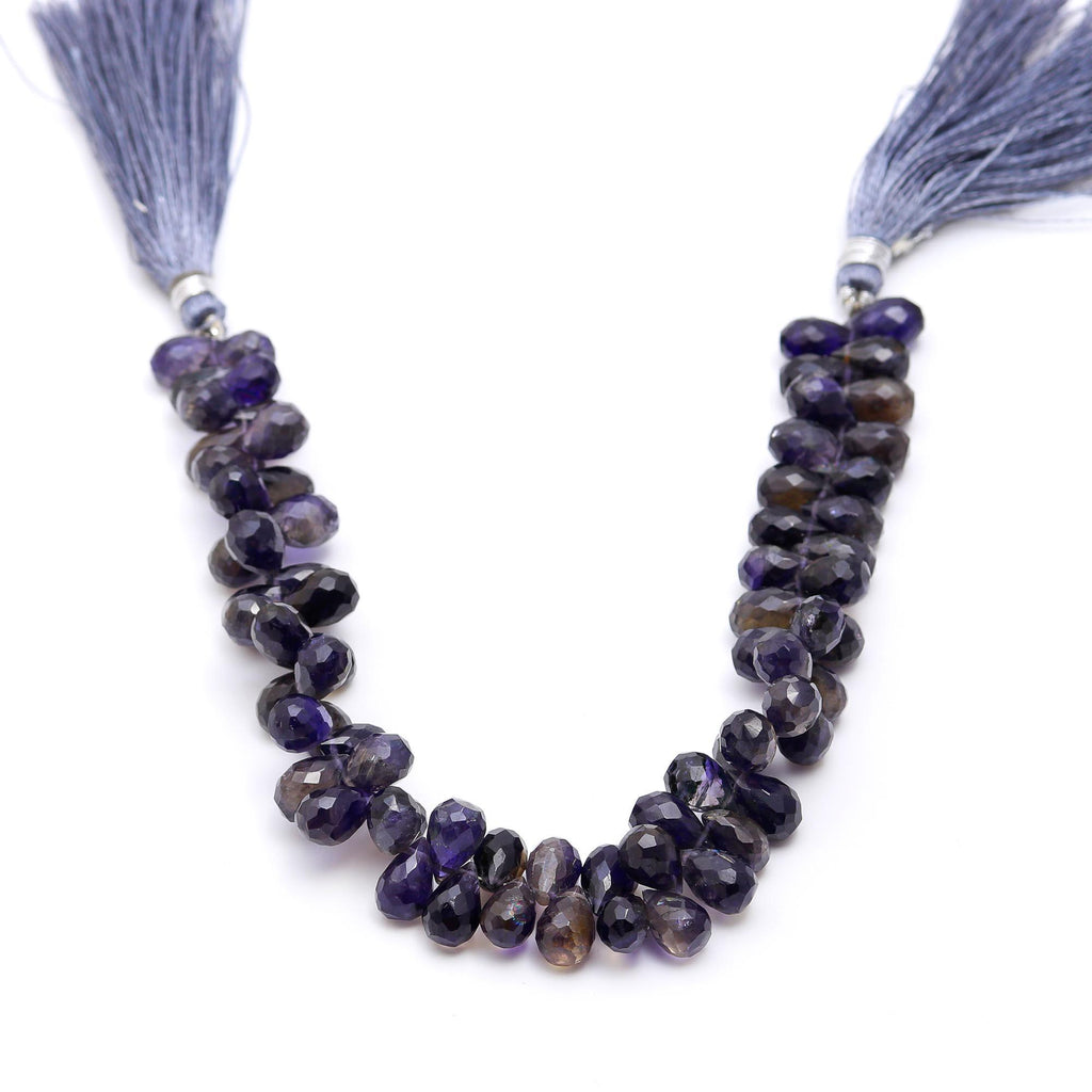 Iolite Blue Drop Faceted Natural Beads 8 Inches Strands