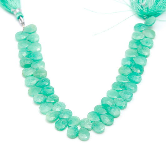 Amazonite Green Dew Drop Faceted Natural Beads 8 Inches Strands