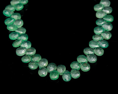 Green Strawberry Quartz  Drop Faceted Natural Beads 8 Inches Strands