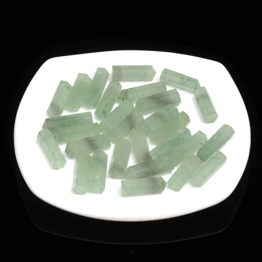 Green Strawberry Quartz Pencil 21MM Faceted Natural Stone