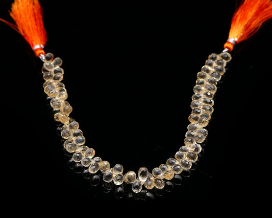 Citrine Brown Drop Faceted Natural Beads 8 Inches Strands