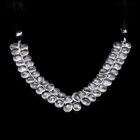 Crystal Quartz White Pear Engraving Natural Beads 8 Inches Strands