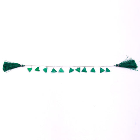 Green Onyx Triangle Faceted Natural Beads 8 Inches Strands