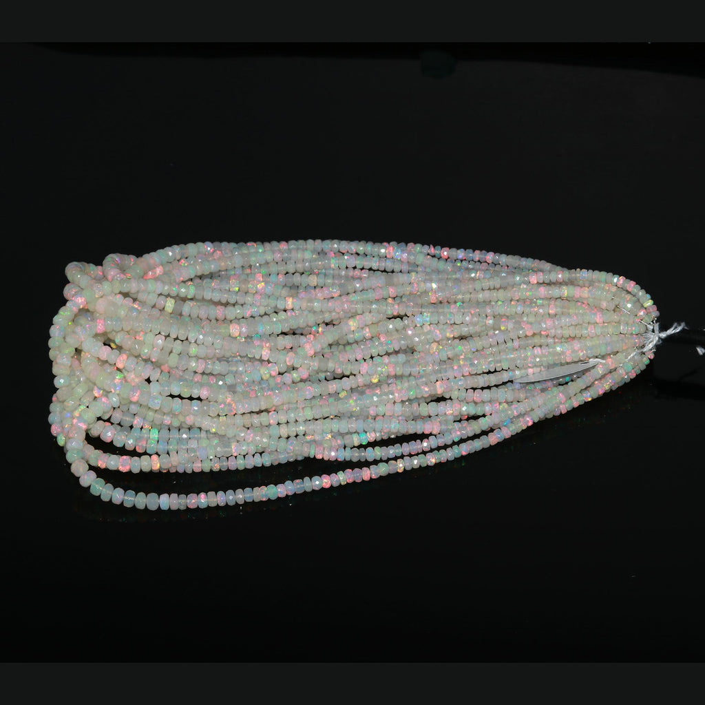 Ethiopian Opal White Rondelle Faceted Natural Beads 16 inches strands