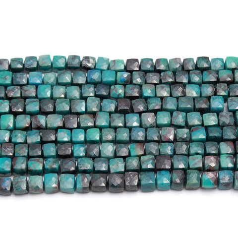 Chrysocolla Blue 7 mm Nugget Faceted Natural Beads 12 Inches Strands