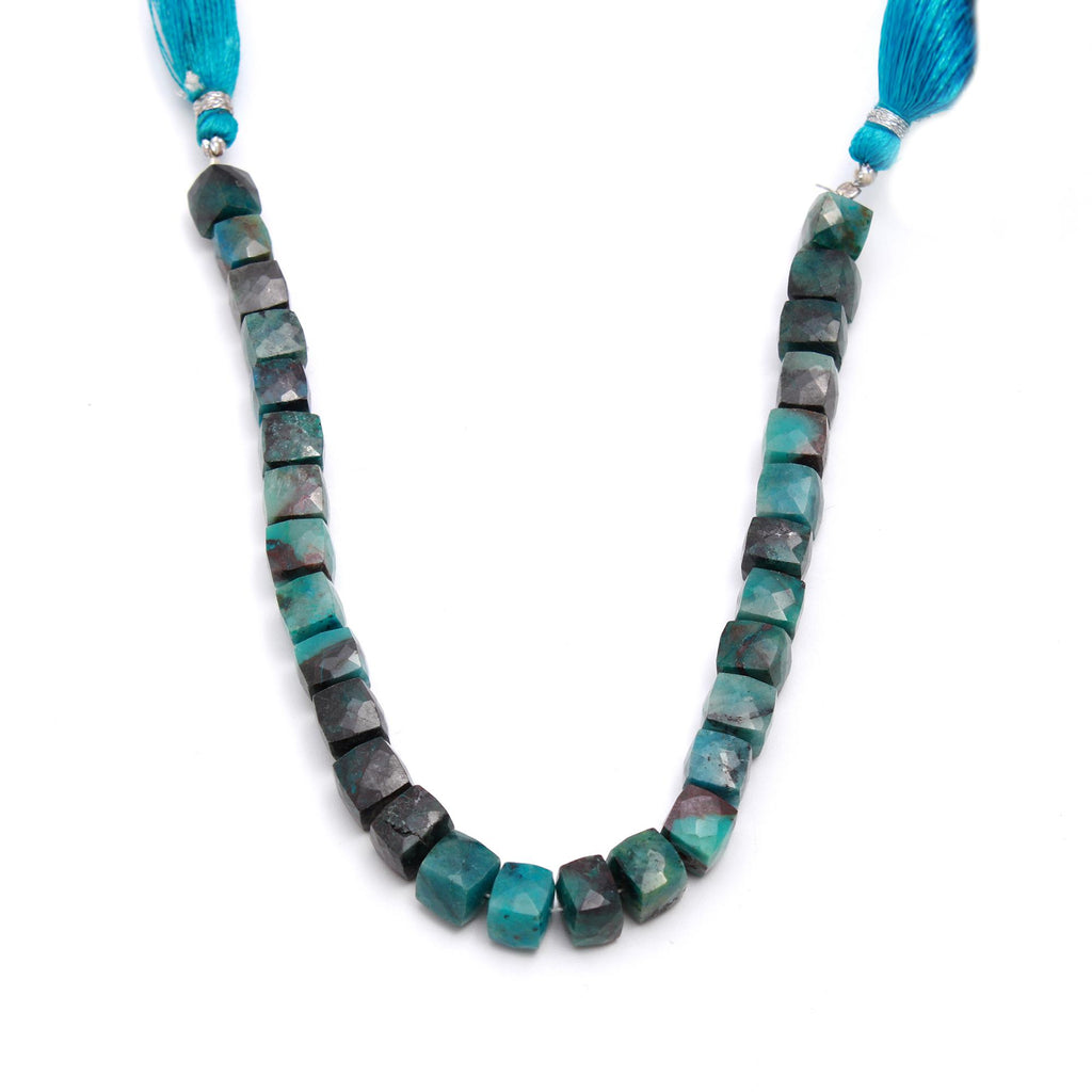 Chrysocolla Blue 7 mm Nugget Faceted Natural Beads 12 Inches Strands