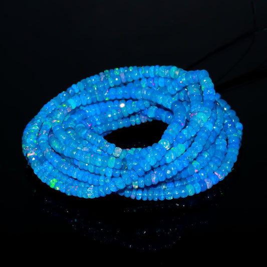 Ethiopian Opal Blue Rondell Smooth Natural Beads 16 Inches Strands