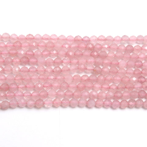 Rose Quartz Round Faceted Natural Beads 12 Inches Strands