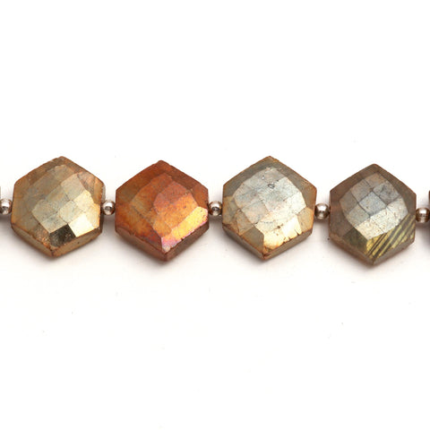 Golden Heat Treated Labradorite Hexagon Faceted Natural Beads