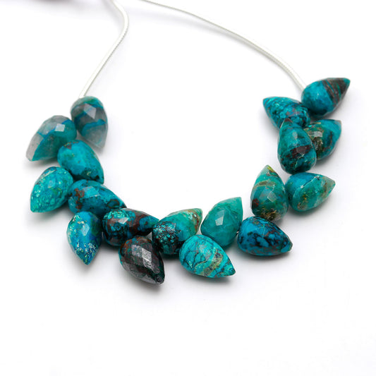 Chrysocolla Green Drop Smooth Natural Beads 4 Inches Strands