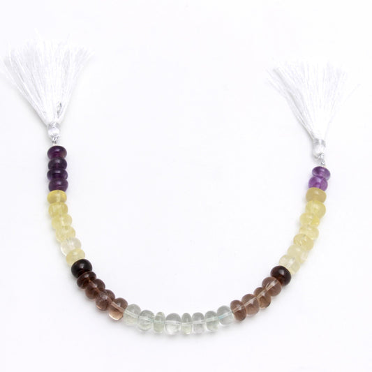 Multi Stones Amethyst citrine, smoky Rondell Natural Smooth 8 inches strands