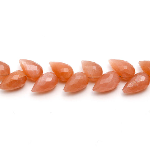 Moonstone Peach Drop Carving Natural Beads 4 Inches Strands