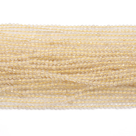 Golden Rutilated Quartz Round  Faceted Natural Beads 12 Inches Strands