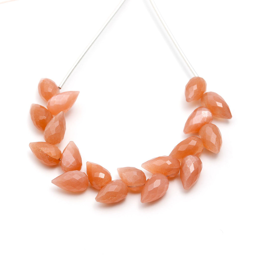 Moonstone Peach Drop Carving Natural Beads 4 Inches Strands