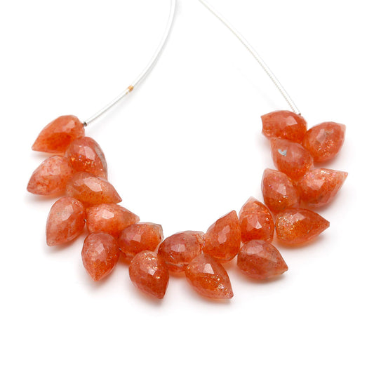 Sunstone Brown Drop Faceted Natural Beads 4 Inches Strands