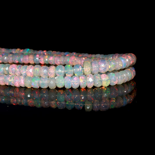 Ethiopian Opal White Tire Faceted Natural Beads 16 Inches Strands