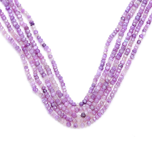 Purple Coated Moonstone Rondell Faceted Natural Beads 13 Inches Strands