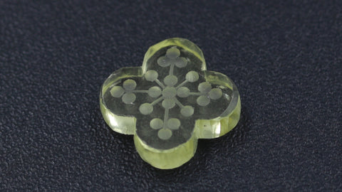 Lemon Quartz Yellow Clover Engraving Natural 13 MM Stone