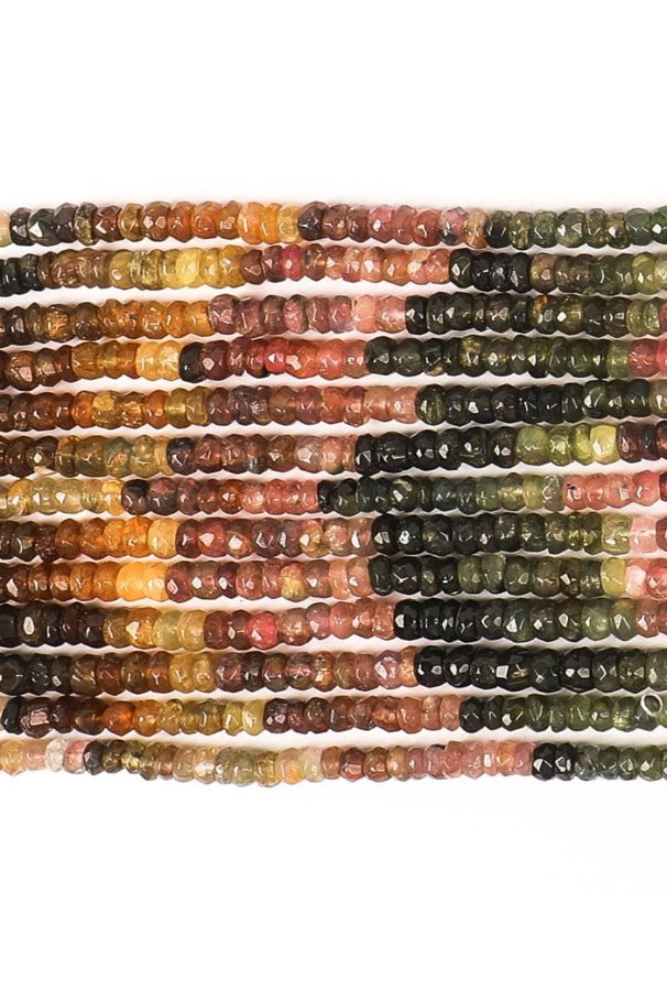 Watermelon Tourmaline Multicolor Rondelle Faceted Natural Beads