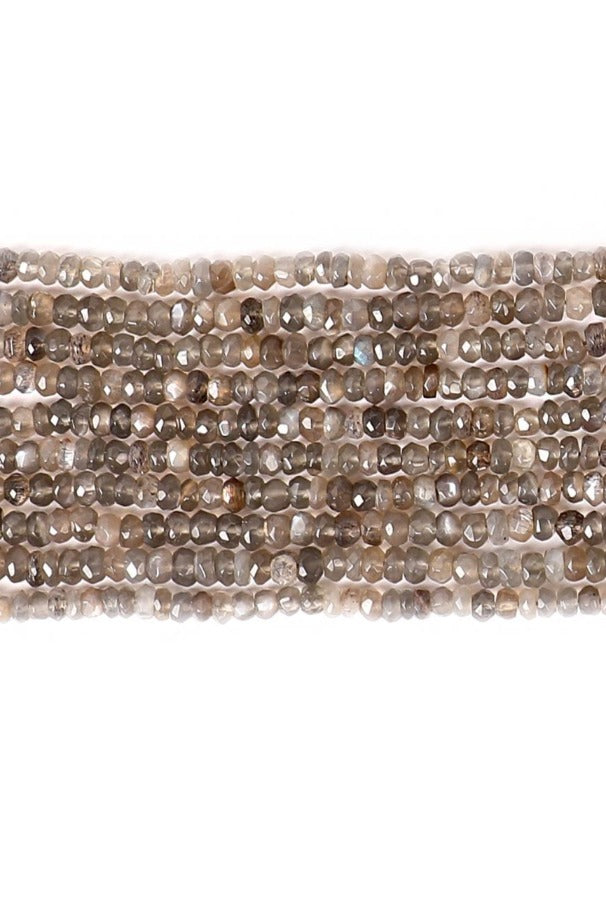 Grey Moonstone Grey Rondelle Faceted Natural Beads