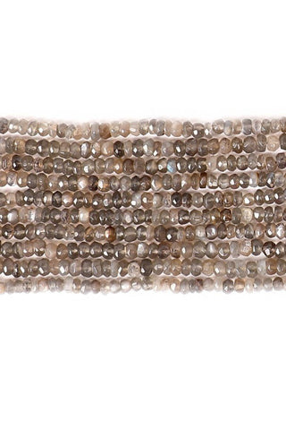 Grey Moonstone Grey Rondelle Faceted Natural Beads