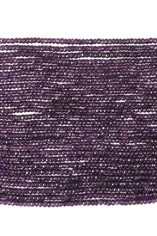 Amethyst Purple Rondelle Faceted Natural Beads