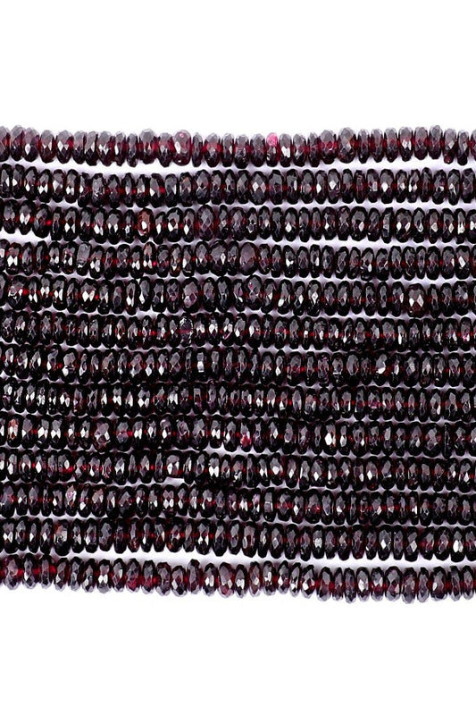 Garnet Red Rondelle Faceted Natural Beads