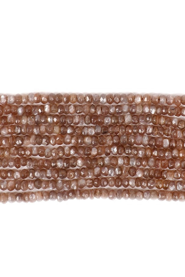 Chocolate Moonstone Brown Rondelle Faceted Natural Mini Beads