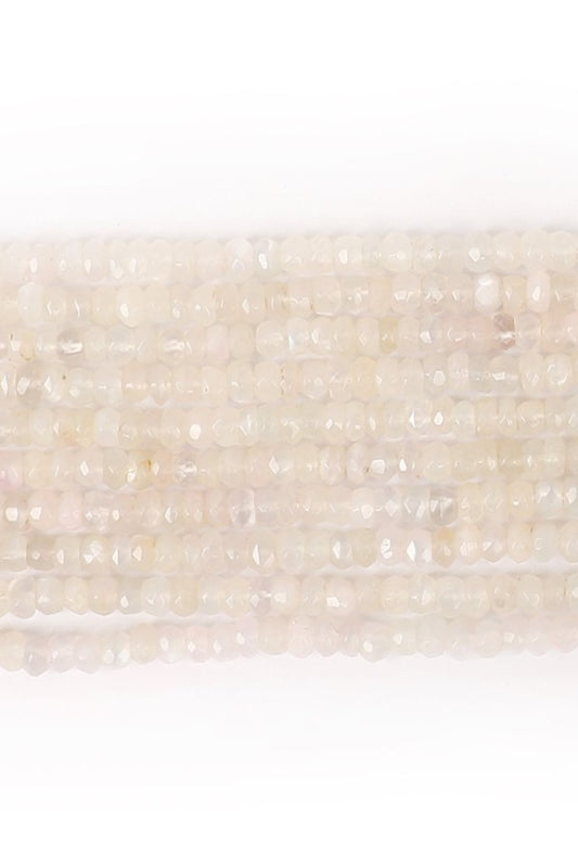 White Moonstone White Rondelle Faceted Natural Beads