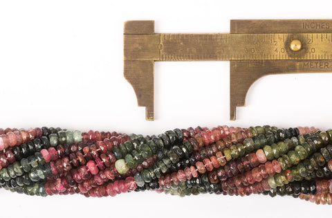 Watermelon Tourmaline Multicolor Rondelle Faceted Natural Beads