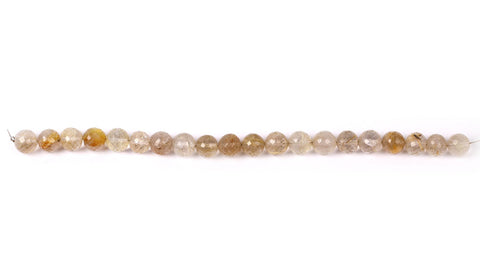 Golden Rutilated Quartz Yellow Round Faceted Natural Beads