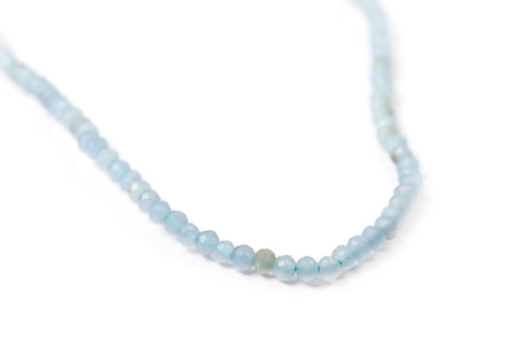 Aquamarine Blue Round Faceted Natural Beads