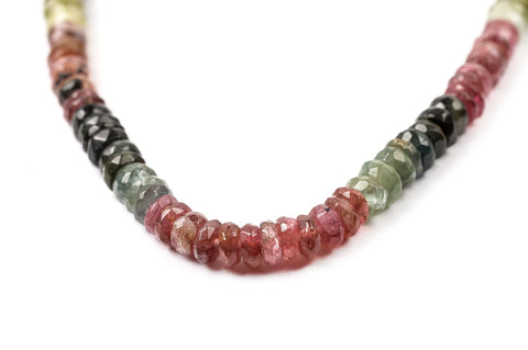 Watermelon Tourmaline Multicolor Rondelle Faceted Natural Beads