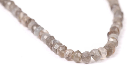 Grey Moonstone Grey Rondelle Faceted Natural Beads