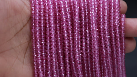 Pink Topaz Rondell Faceted Natural Beads 12.5 Inches Strands