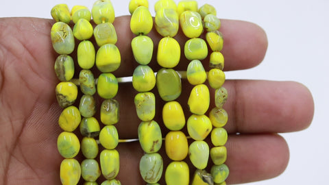 Bumble Opal Yellow Mix Shape Smooth Natural Beads 8 Inches Strands