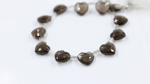 Smoky Quartz Brown Heart Faceted Natural Beads 8 Inches Strands