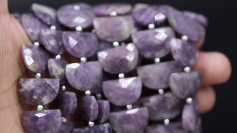 Lepidolite Purple D Shape Faceted Natural Beads 8 Inches Strands