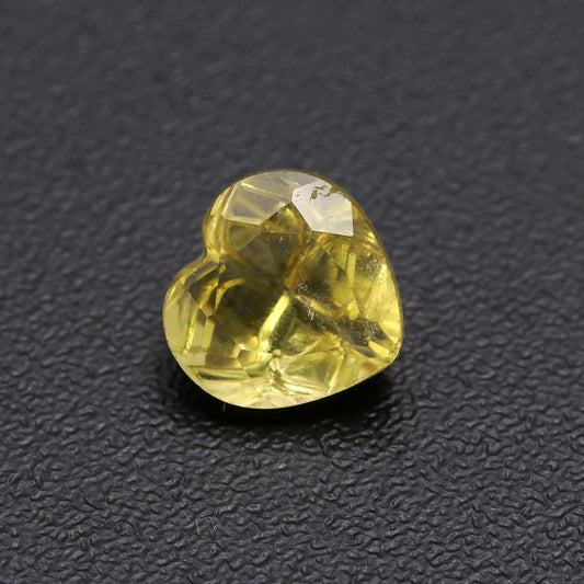 Lemon Quartz Yellow Heart Carving Natural 9 MM Stone