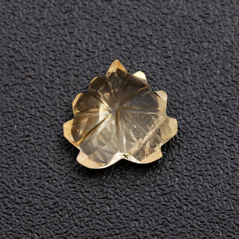 Citrine Yellow Leaf Carving Natural 10 MM Stone