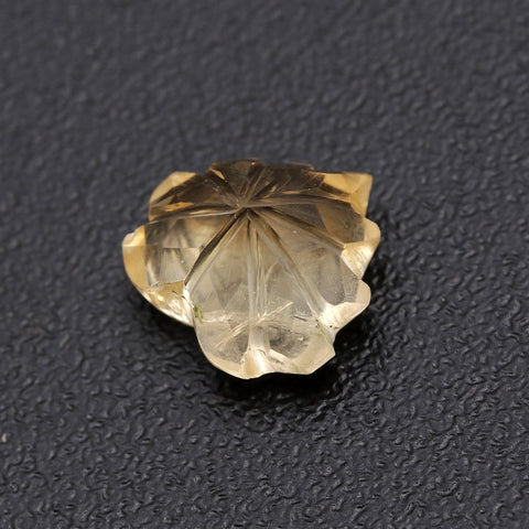 Citrine Yellow Leaf Carving Natural 10 MM Stone