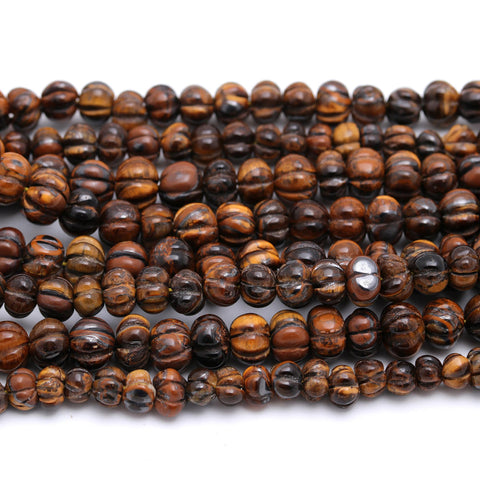 Tiger Eye Brown Watermelon Smooth Natural Beads 16 Inches Strands