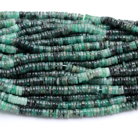 Emerald Shaded Green Tire Smooth Natural Beads 16 Inches Strands