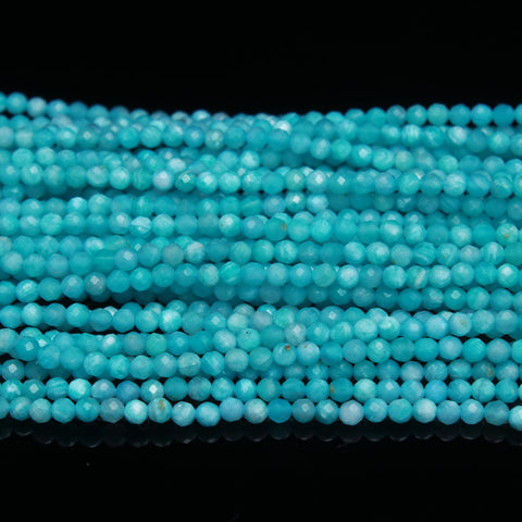 Amazonite Round Faceted Natural Beads 13.5 Inches Strands