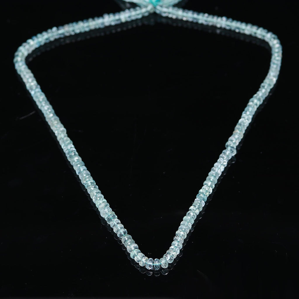 Aquamarine Green Rondell Faceted Natural Beads 12.5 Inches Strands