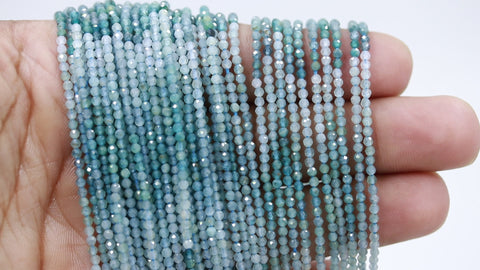 Grandidierite Blue Round Faceted Natural Beads 12.5 Inches Strands