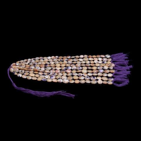 Tiffany Opal White Purple Oval Faceted Natural Beads 8 Inches Strands