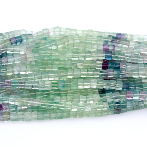 Fluorite Green Square Smooth Natural Beads 16 Inches